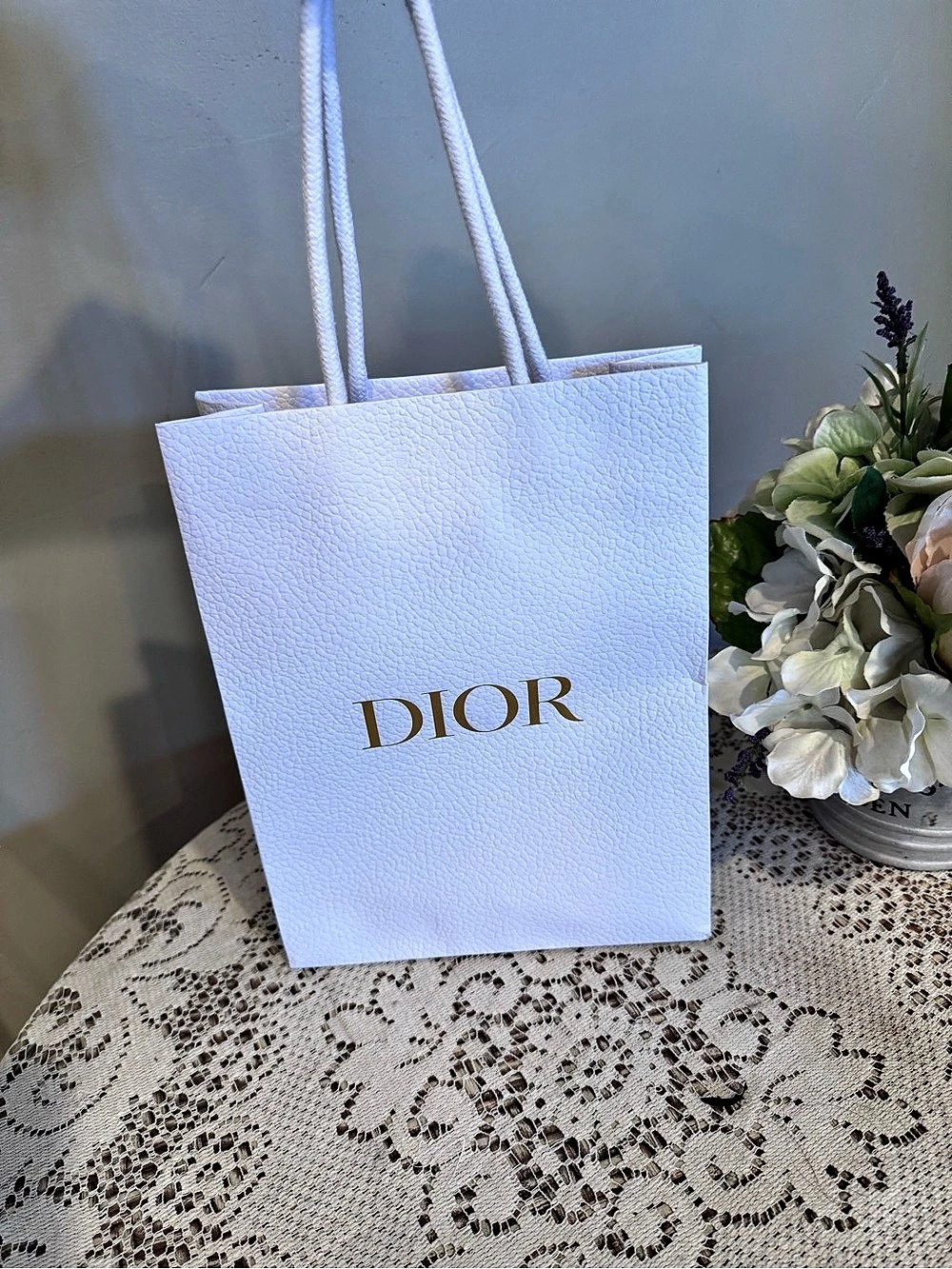 Dior White Textured Paper Shopping Gift Bag